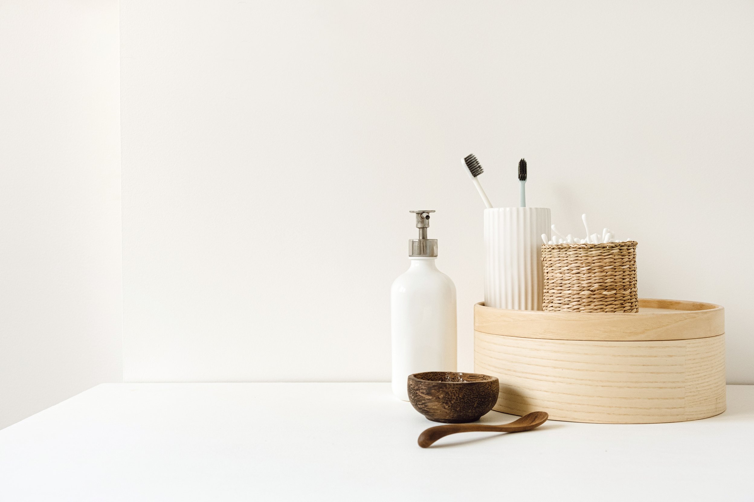 Bathroom Toiletries on a Counter 